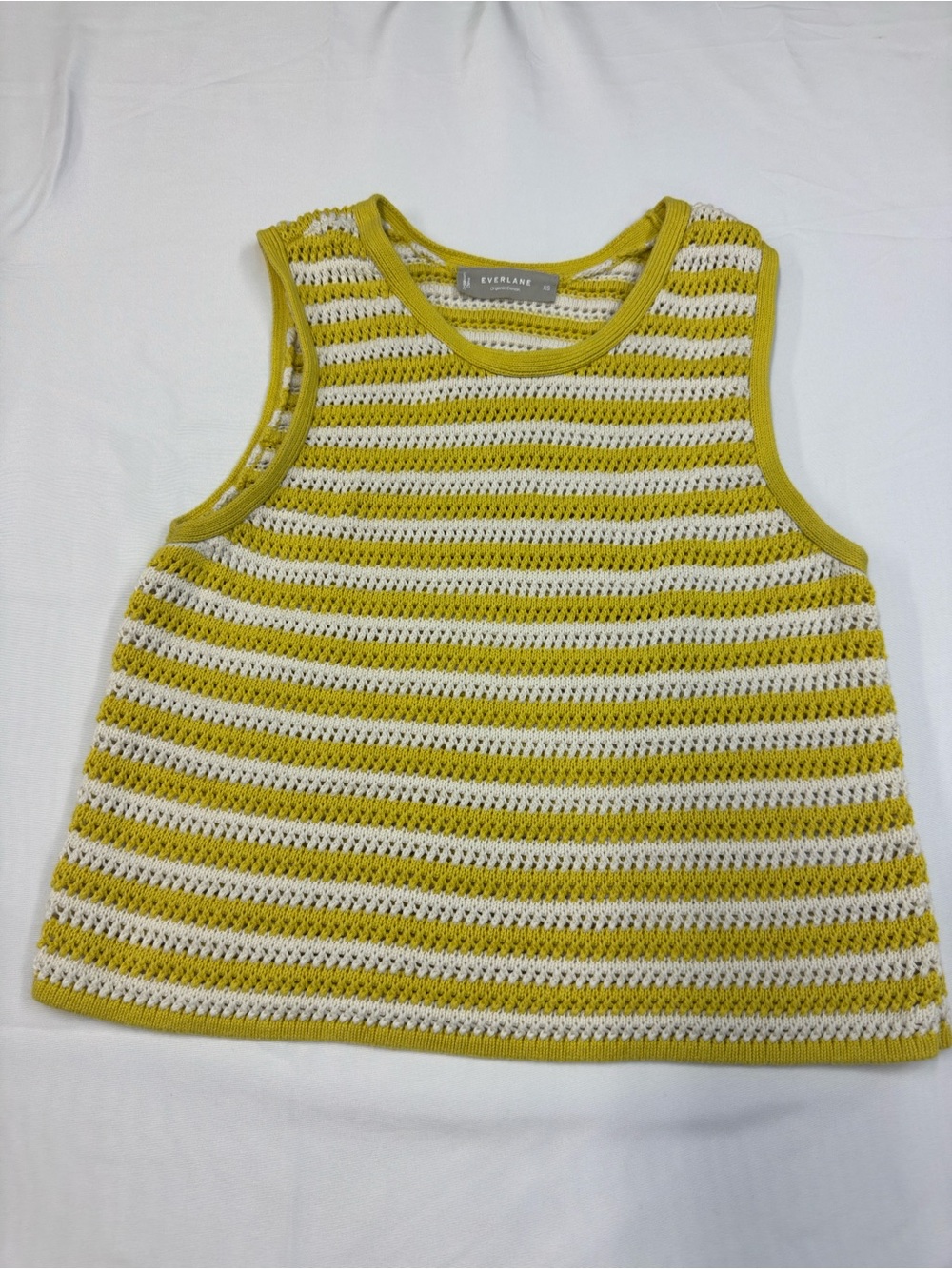 Everlane 100% Organic Cotton Yellow & White Striped Knit Tank